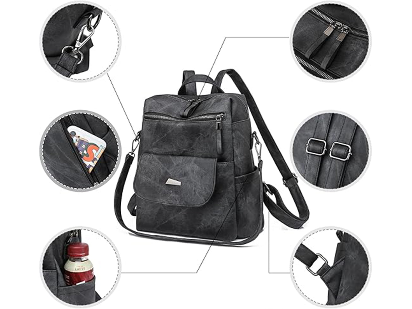 Women's Anti-Theft PU Leather Travel Backpack