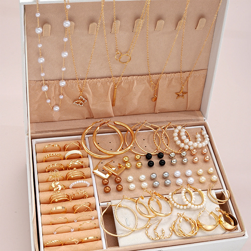 56Pcs Womens Jewellery Set Vintage Elegant Necklace Earrings Bracelet Ring Collection Gift Set