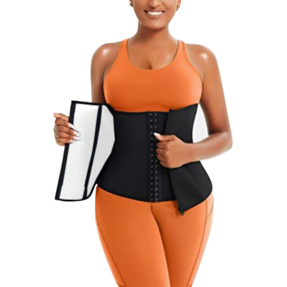Womens Workout Waist Trainer 3-Row Hook and Zip Slimming Belt for Yoga Fitness-Silver