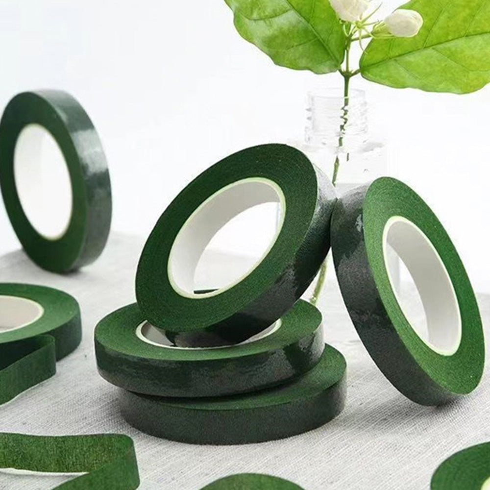 12 Pcs Green Crepe Paper Floral Tape for Bouquet Stem Wrapping and Crafts