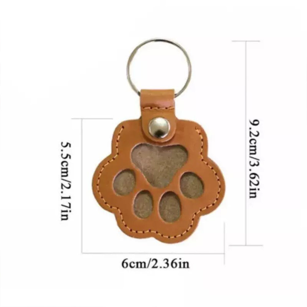 5Pcs Pet Fur Keepsake Leather Pouch with Paw Print Key Ring