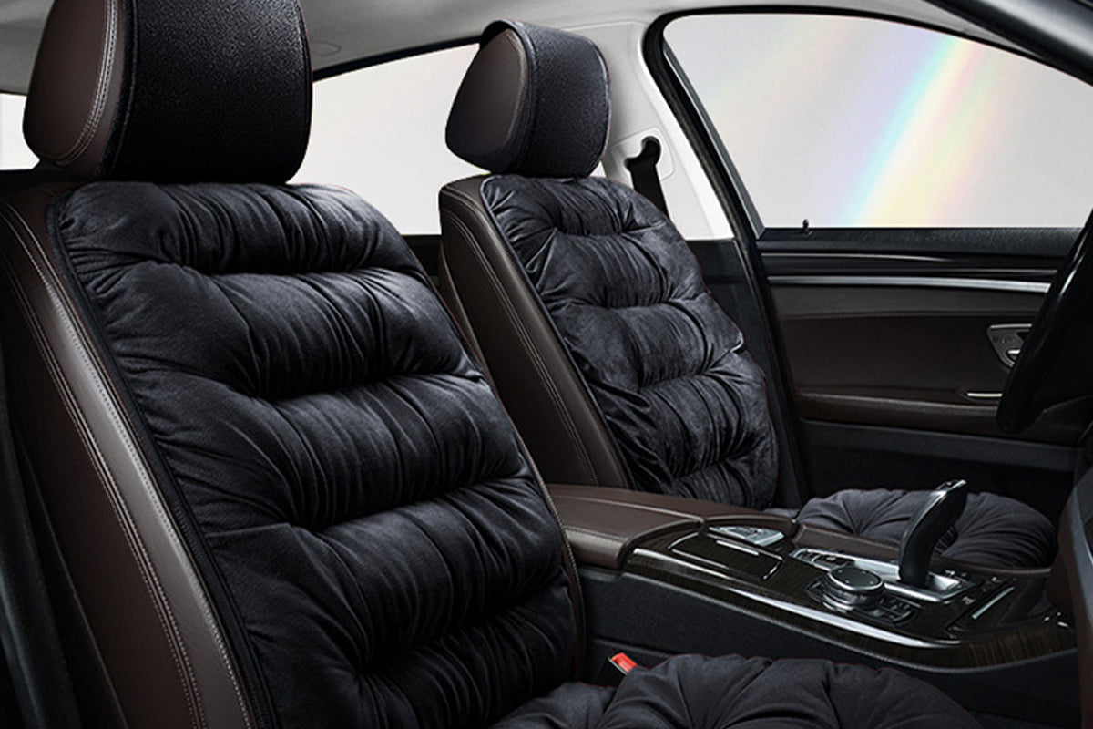 Single Winter Short Plush Auto Seat Cushion and Backrest Cover