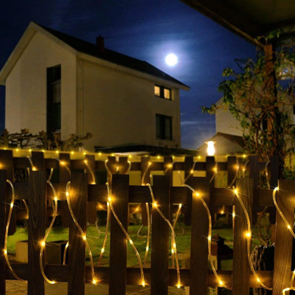 12m 100 LED Solar Rope Lights with 8 Modes for Parties and Weddings
