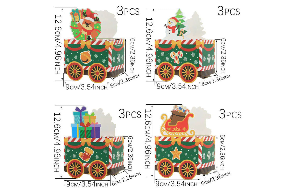 24 Piece Cardstock DIY Christmas Train Advent Calendar Candy Boxes