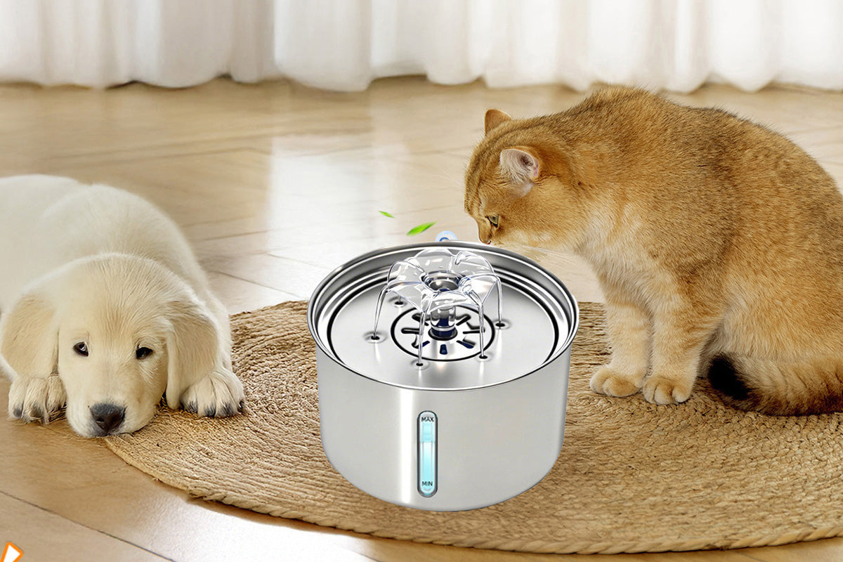 3L Stainless Steel Cat Water Fountain Automatic Electric Pet Drinking Dispenser