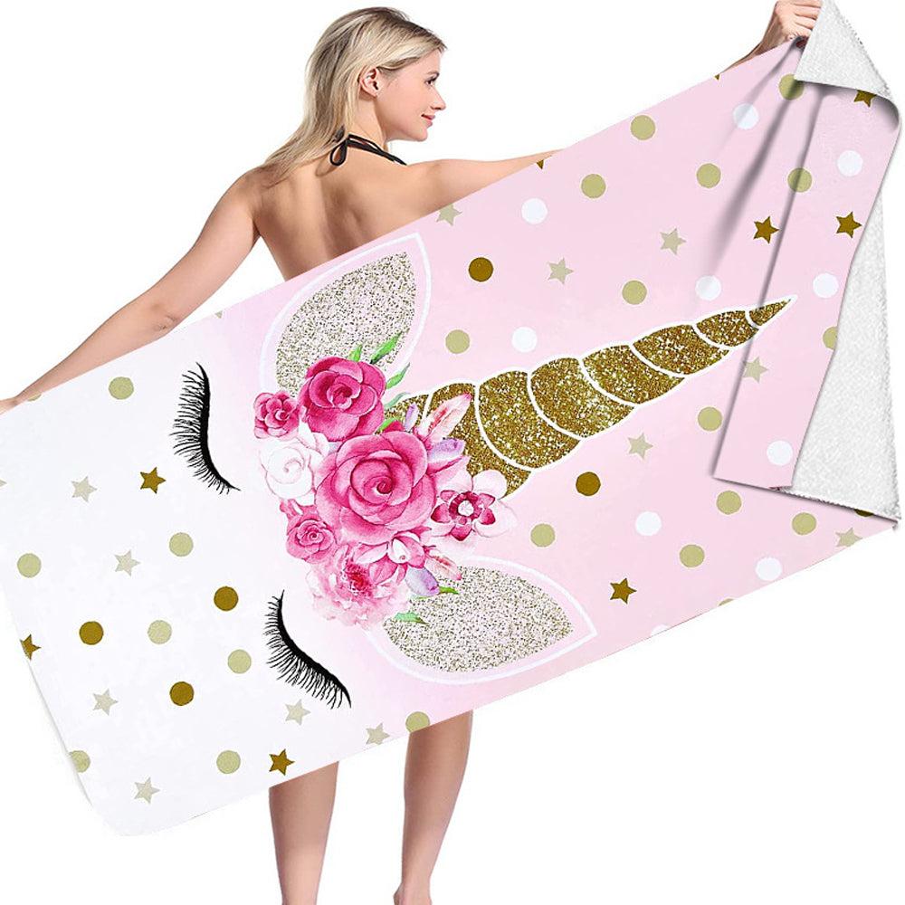 Unicorn Print Soft Microfiber Beach Towel