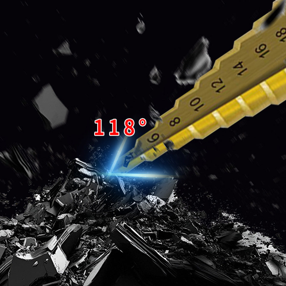 3 Piece Bearing Steel Titanium Coated Conical Step Drill Bit Set