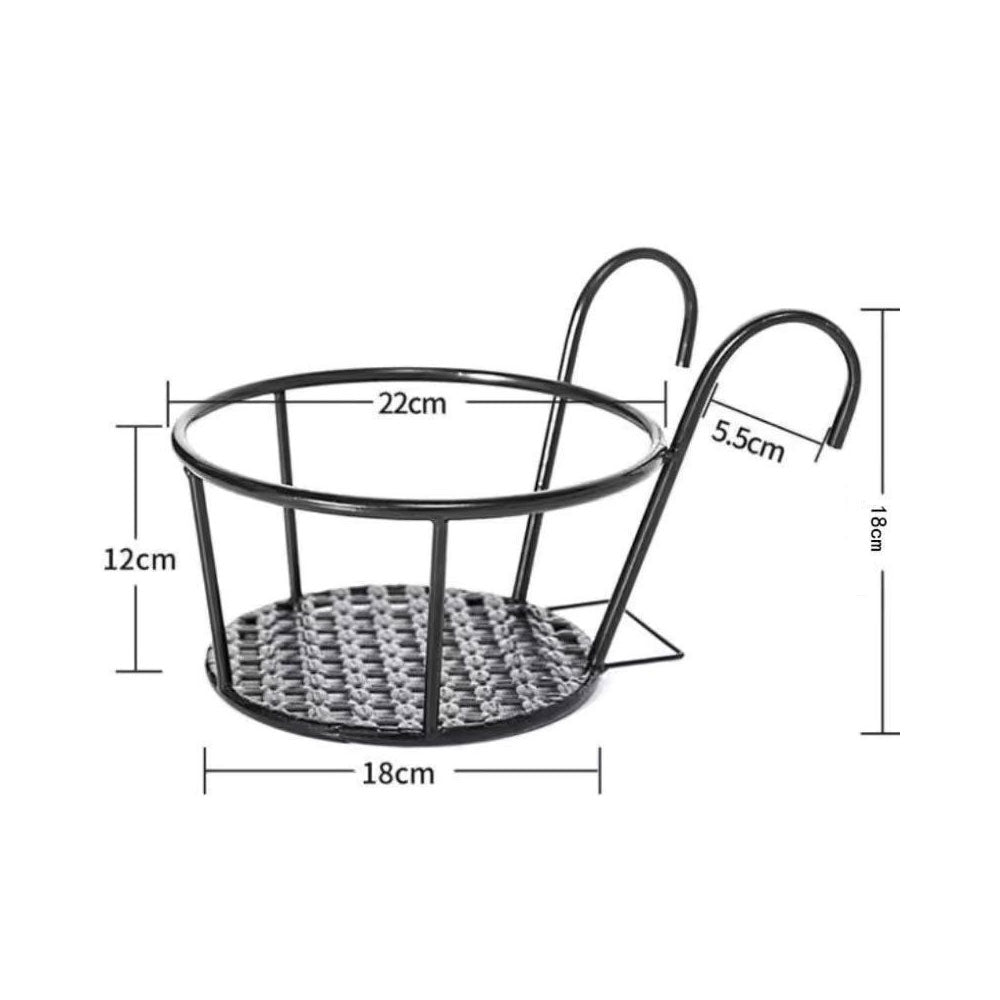 3 Pack Rust Resistant Iron Hanging Plant Pot Baskets for Railings Gardens
