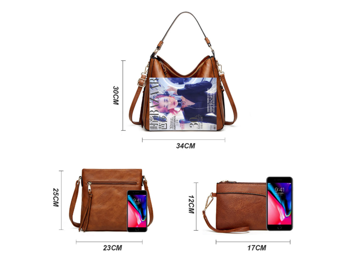 Leather Handbags Shoulder Bag and Purse Set for Women Gifts