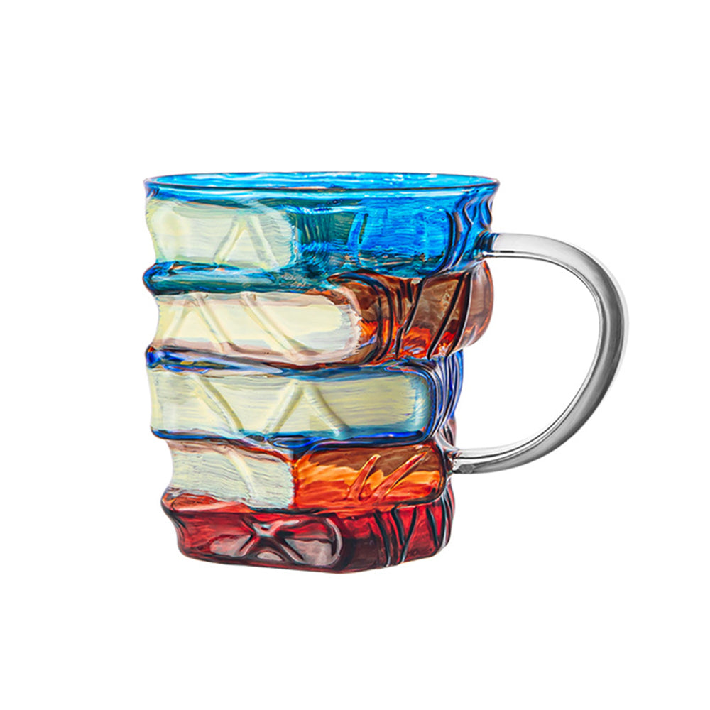 Painted Book Stack Coffee Mug Vintage Novelty Glass