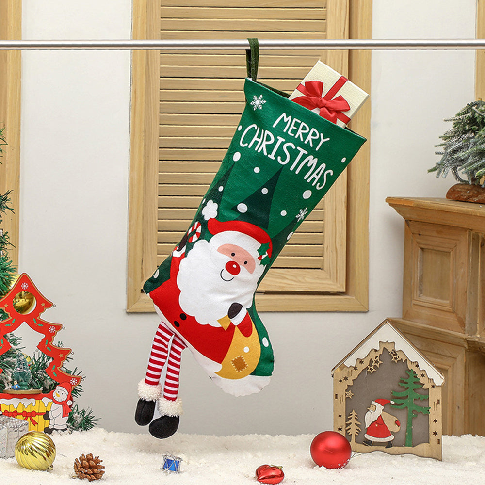 4Pcs Christmas Stocking Goodies Sock Xmas Wall Tree Party Hanging Candy Bag Decoration