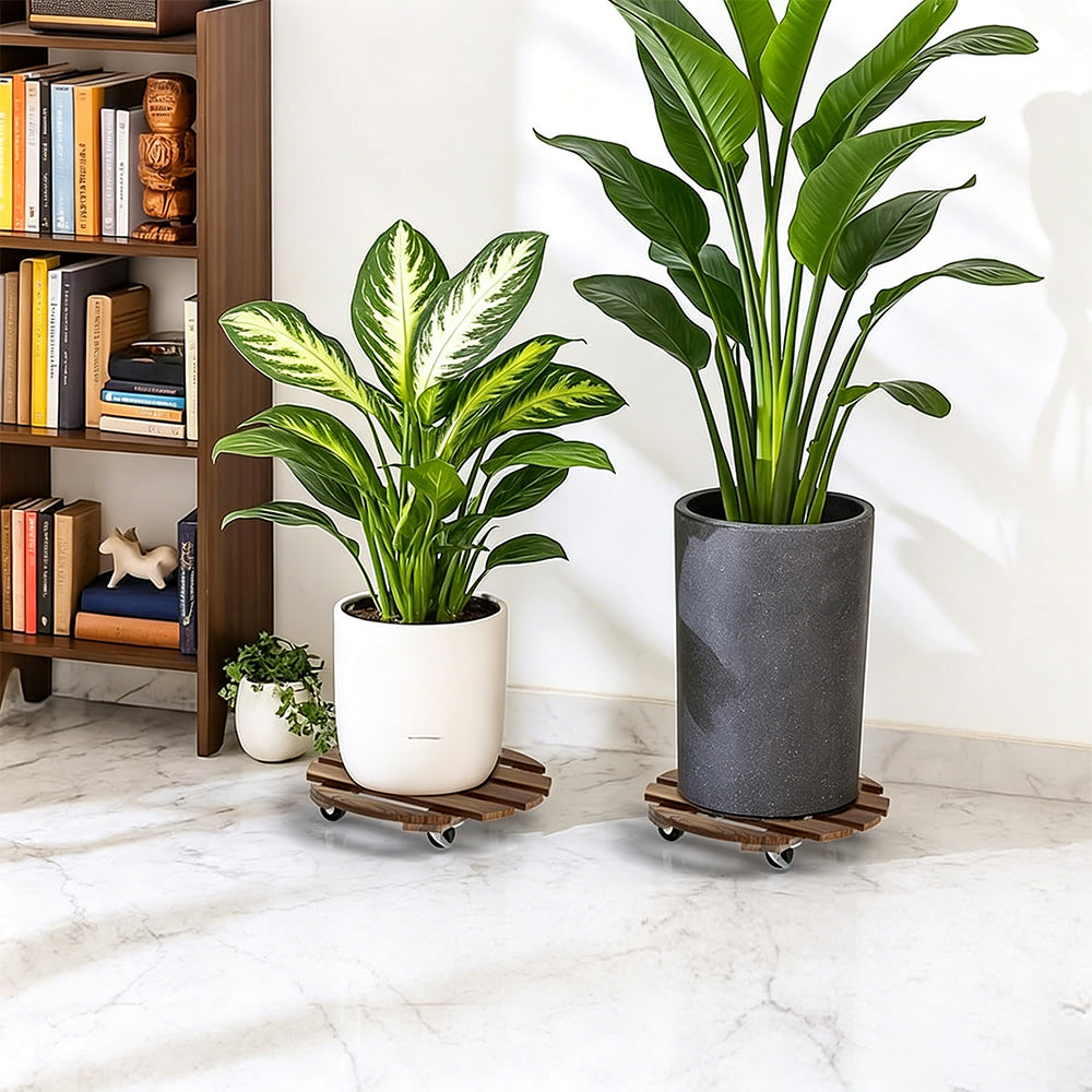 2 Pack Plant Stand Plant Caddy with 360 Degree Lockable Wheels