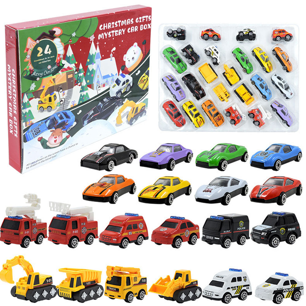 24 Days Christmas Countdown Calendar with Pull-Back Cars Vehicles Holiday Gift