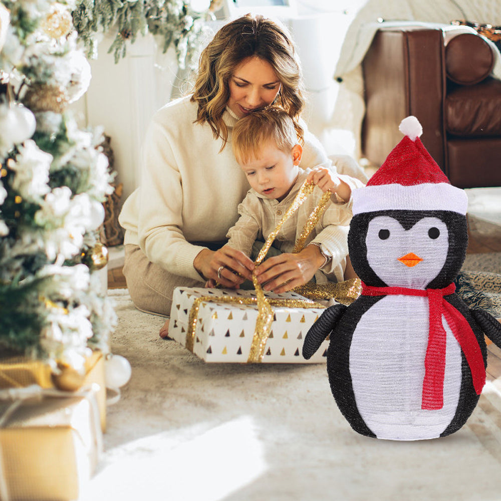 Christmas Yard Sign with Stakes Light Up Yard Sign Indoor Outdoor Decor-Penguin