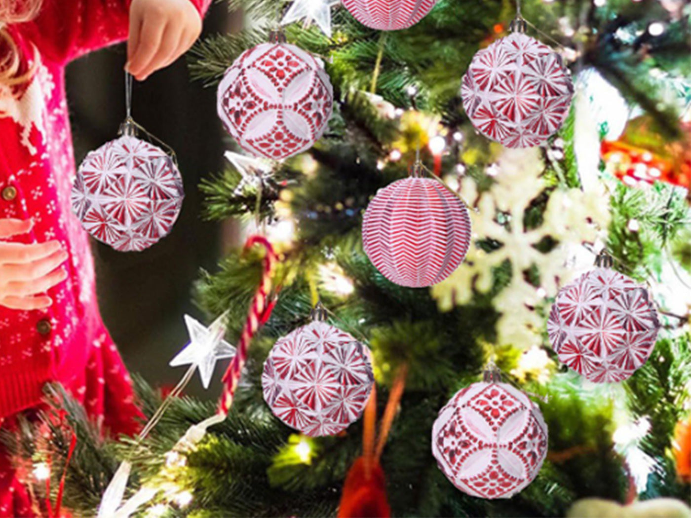 9pcs Christmas Ball Ornaments for Xmas Tree Hanging Ball Ornament Decorations