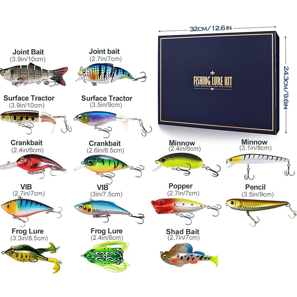 Fishing Lures Gift Box 15 Piece Bass Swimbait Tackle Set