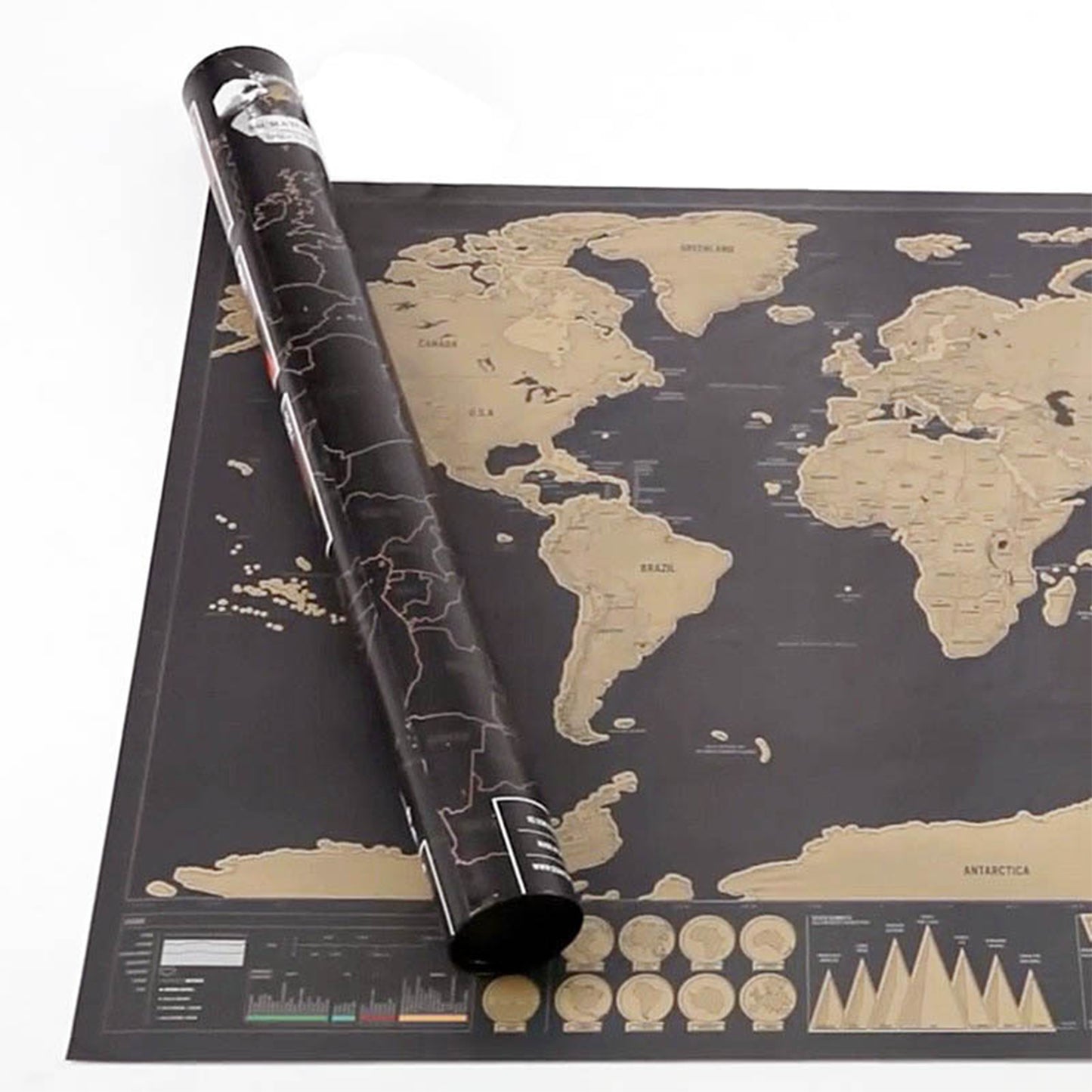 82x60CM/42x30CM Scratch Off Colored World Map with Scratch Accessories Kit-Continental Style