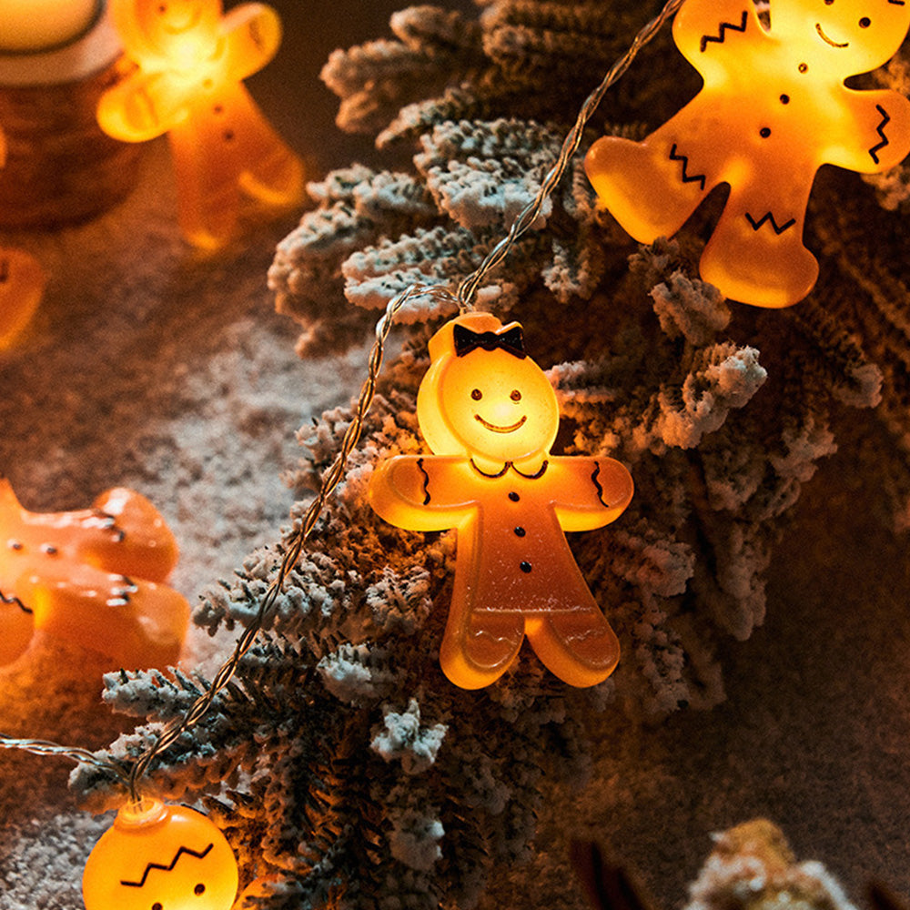 Christmas Decoration Gingerbread Men Cookies String Lights Battery Operated