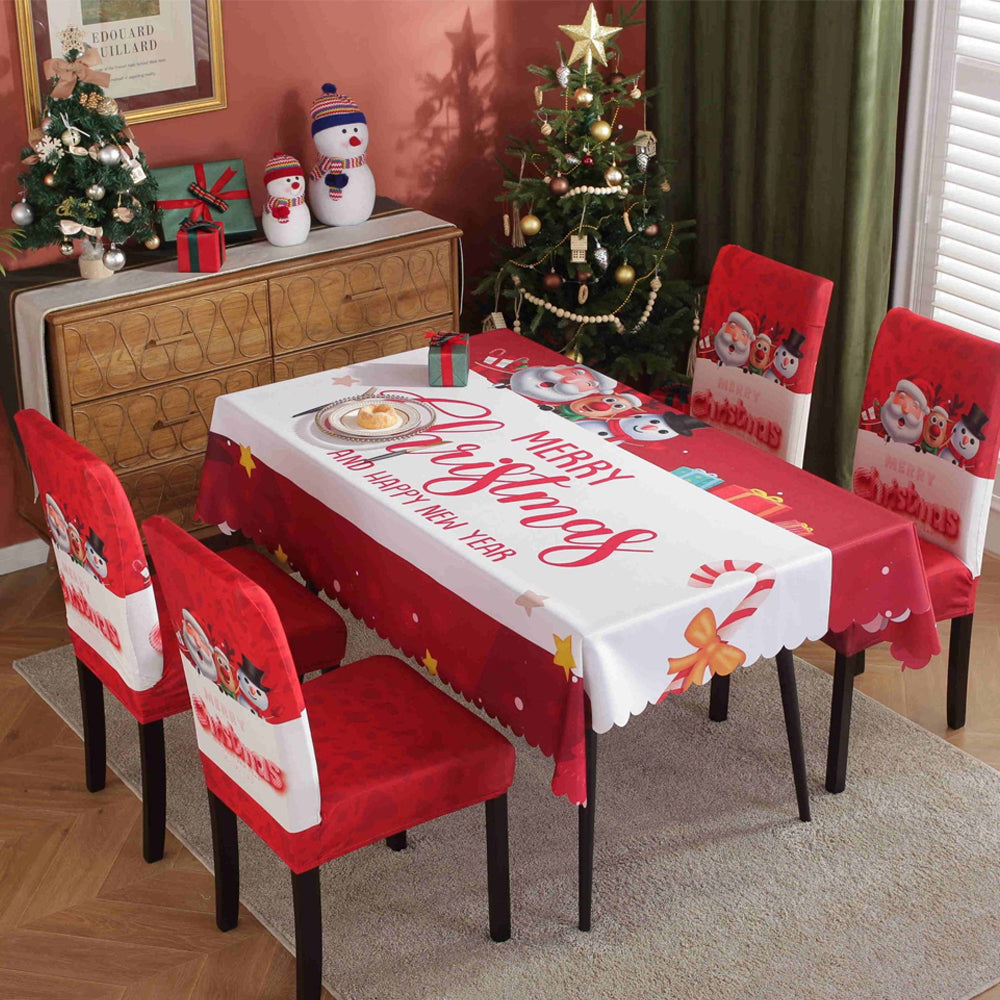 Christmas Tablecloth with 4 Chair Cover-Santa Claus