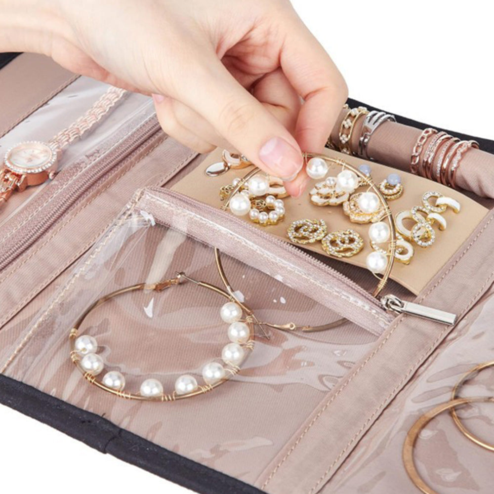 Foldable Roll Up Earring and Jewelry Organizer Travel Bags