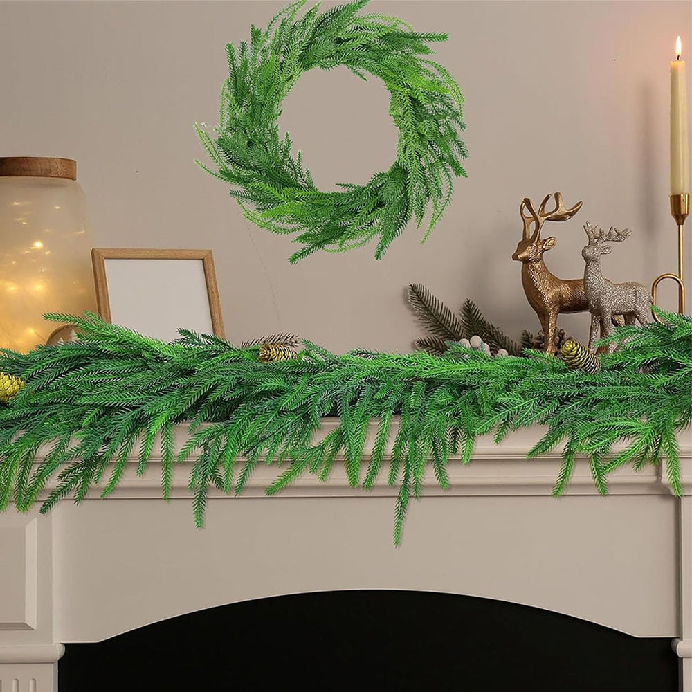 Christmas Norfolk Pine Garland Greenery Garland for Home Decor Fireplace