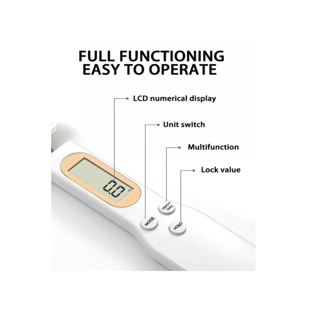 White Mini Spoon Scale Electronic LCD Digital Kitchen Scale for Food Measuring