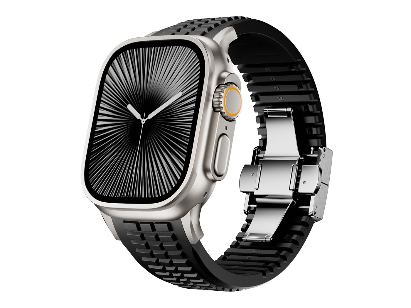 Men's Rubber Watch Band Compatible with Apple Watch Folding Buckle 42 44 45 46 49mm