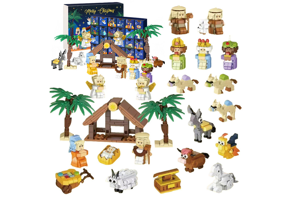2025 Christmas Advent Calendar 24 Days Building Block Set Nativity Toy Gift