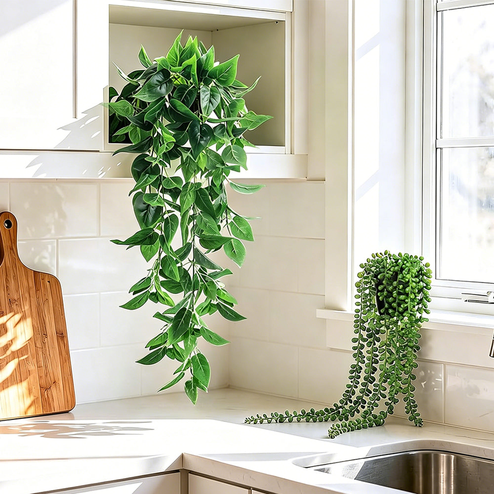4 PCS Fake Hanging Plants with Pots Artificial Plants for Wall Room Balcony Office