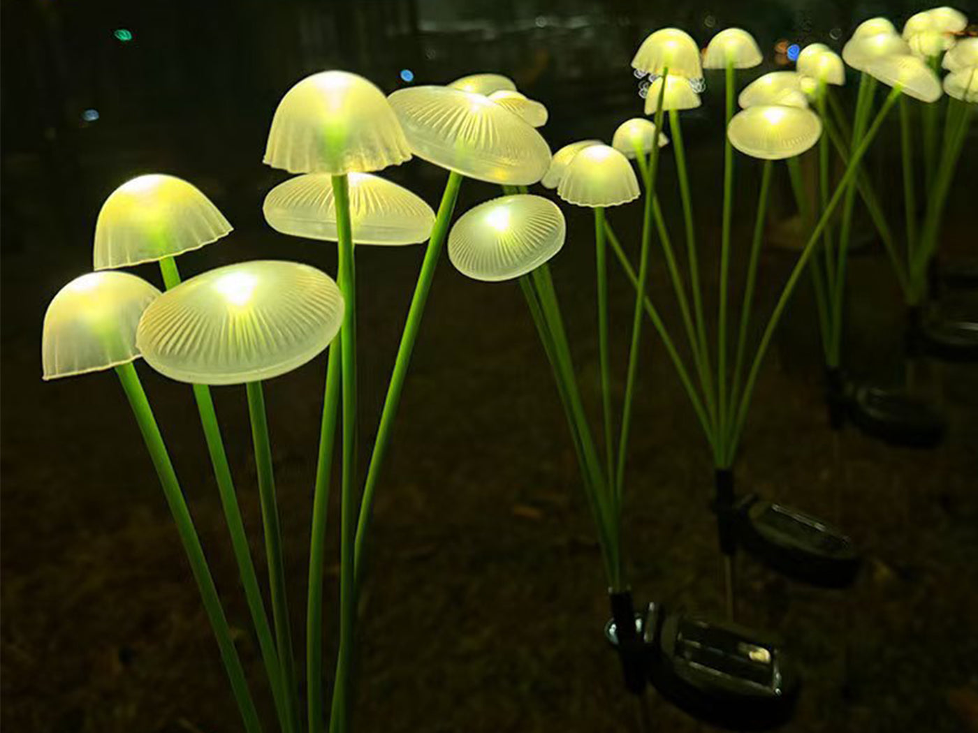Two Outdoor Solar Mushroom Lights