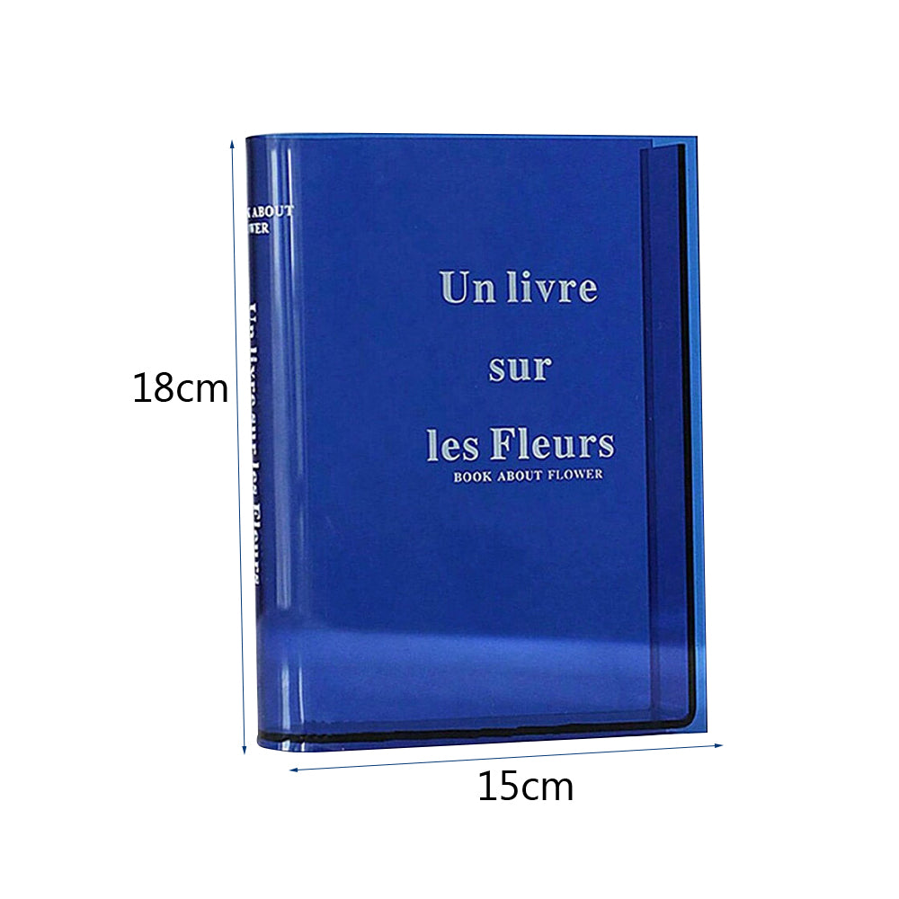 Plastic Clear Book Vase for Flowers Bookshelf Vase Decoration-Blue