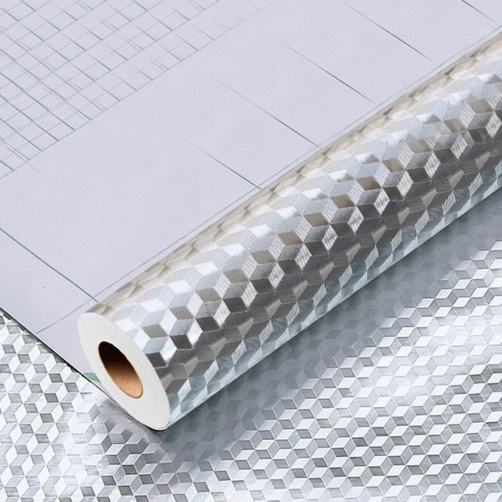 5m Self Adhesive PVC Aluminum Foil Kitchen Oil and Water Resistant Liner-Style 2