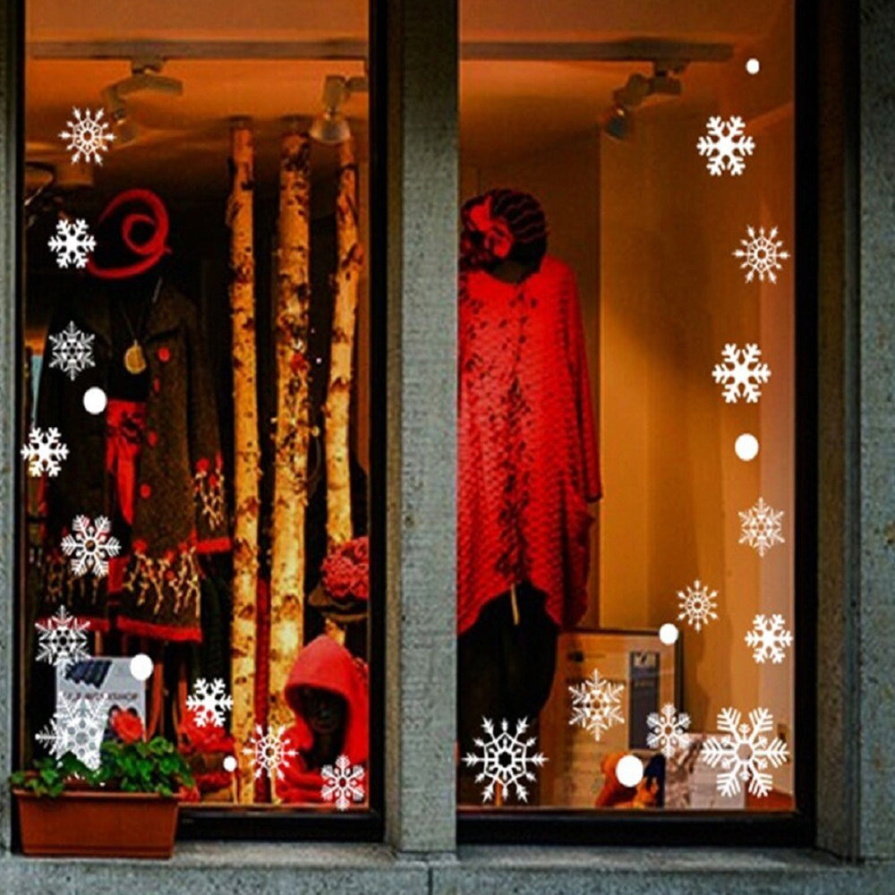 186pcs Reusable Christmas Window Snowflake Stickers Clings Decal Decorations