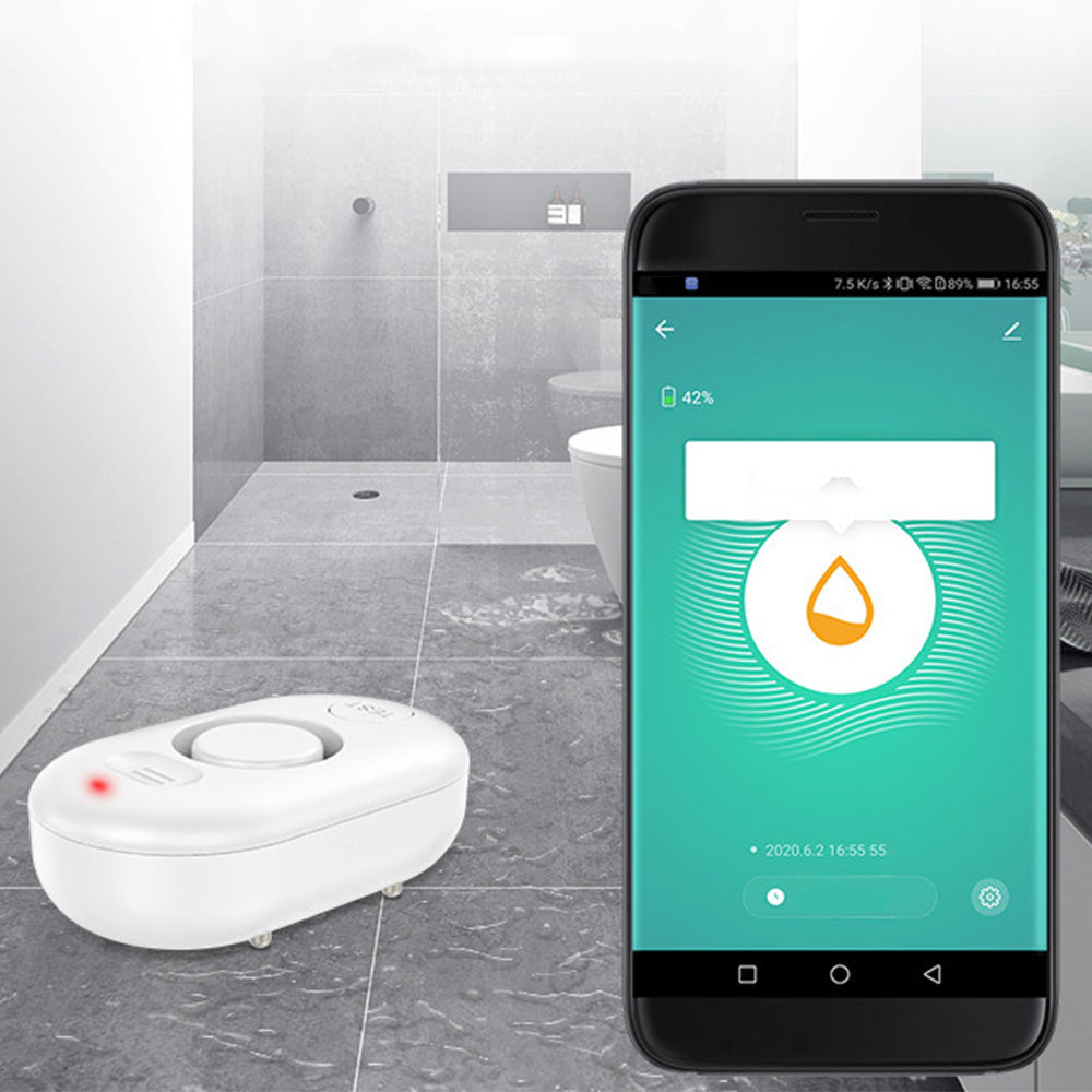 WiFi Water Leak Detector with APP Push 100dB Water Sensor Alarm Leak Detector for Home