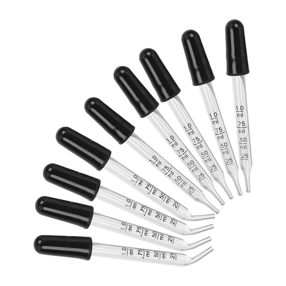 10Pcs 1ML Calibrated Medicine Droppers Glass Dropper Liquid Pipette