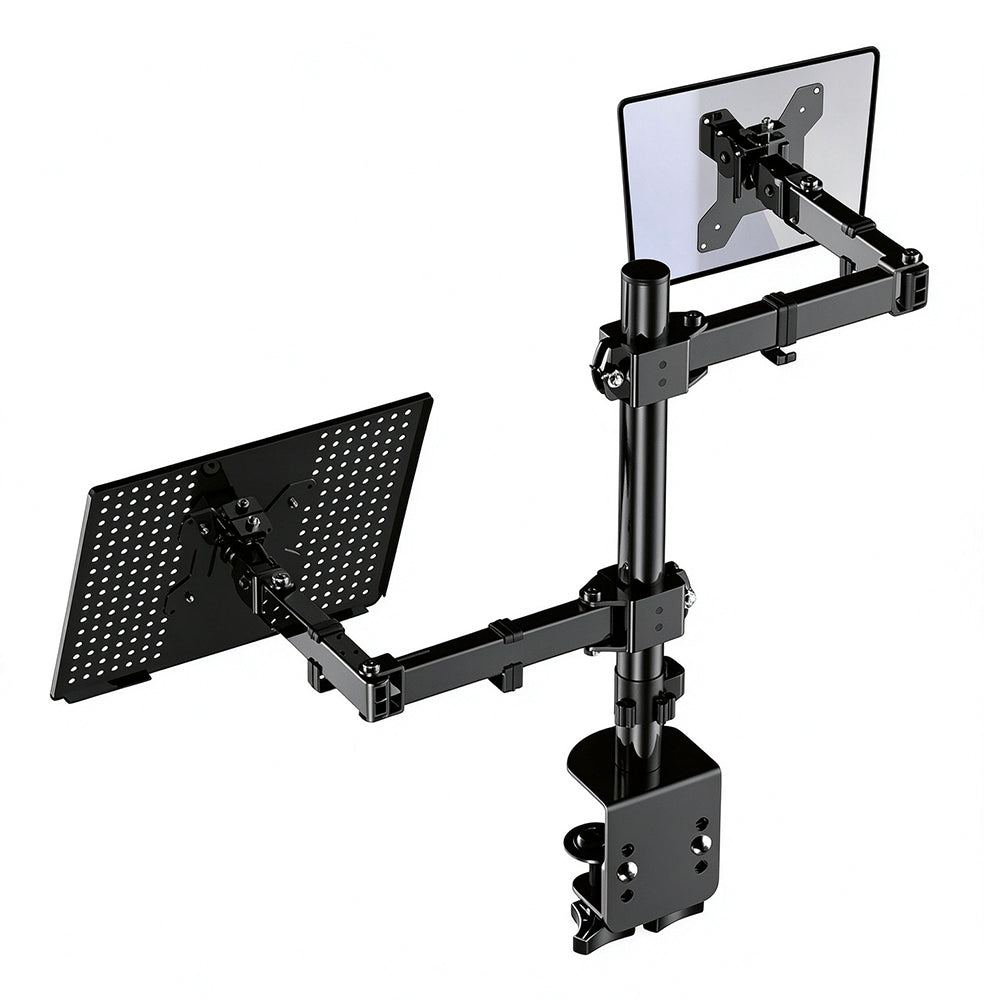 Dual Screen Laptop and Monitor Stand with Adjustable Independent Arms