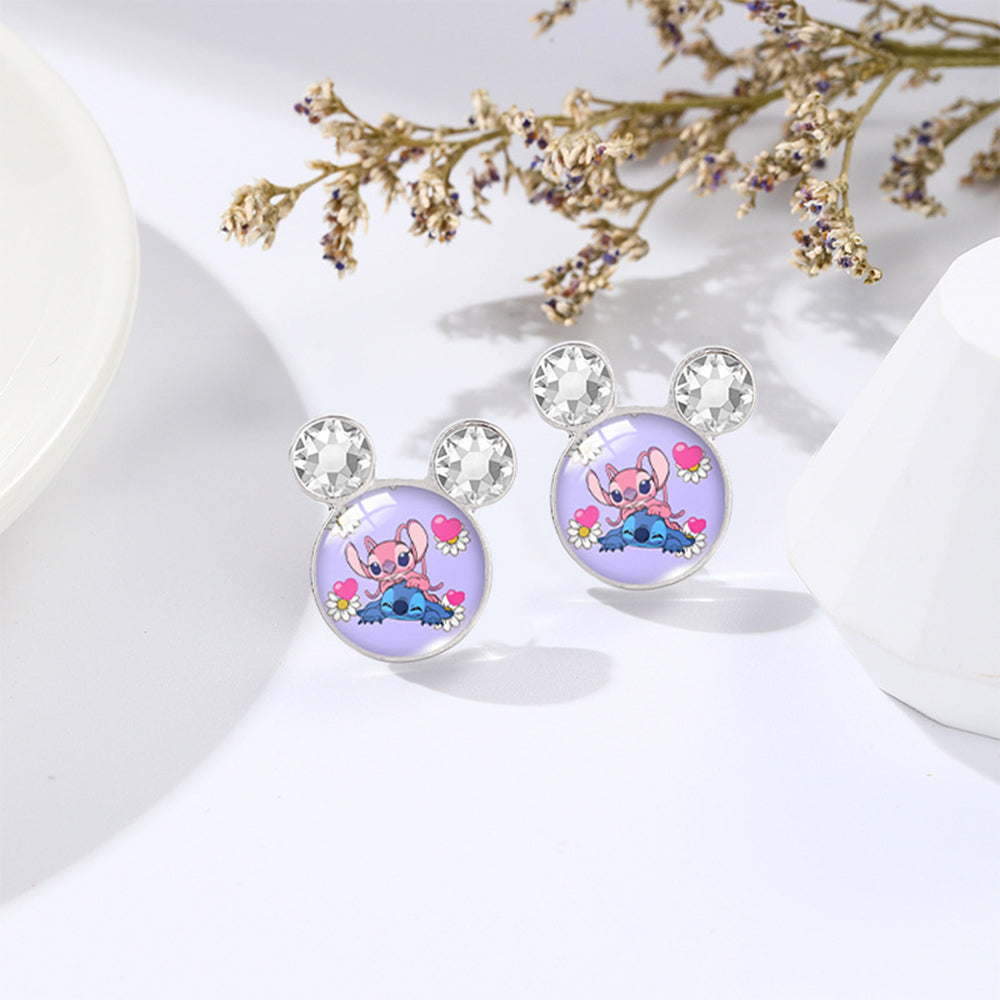 2 Pairs Stitch & Lilo Inspired Faux Crystal Earrings