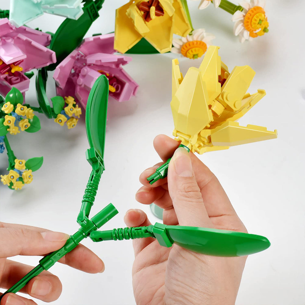 Artificial Flower Blocks Kids Building Toys DIY Bouquet Block Toys