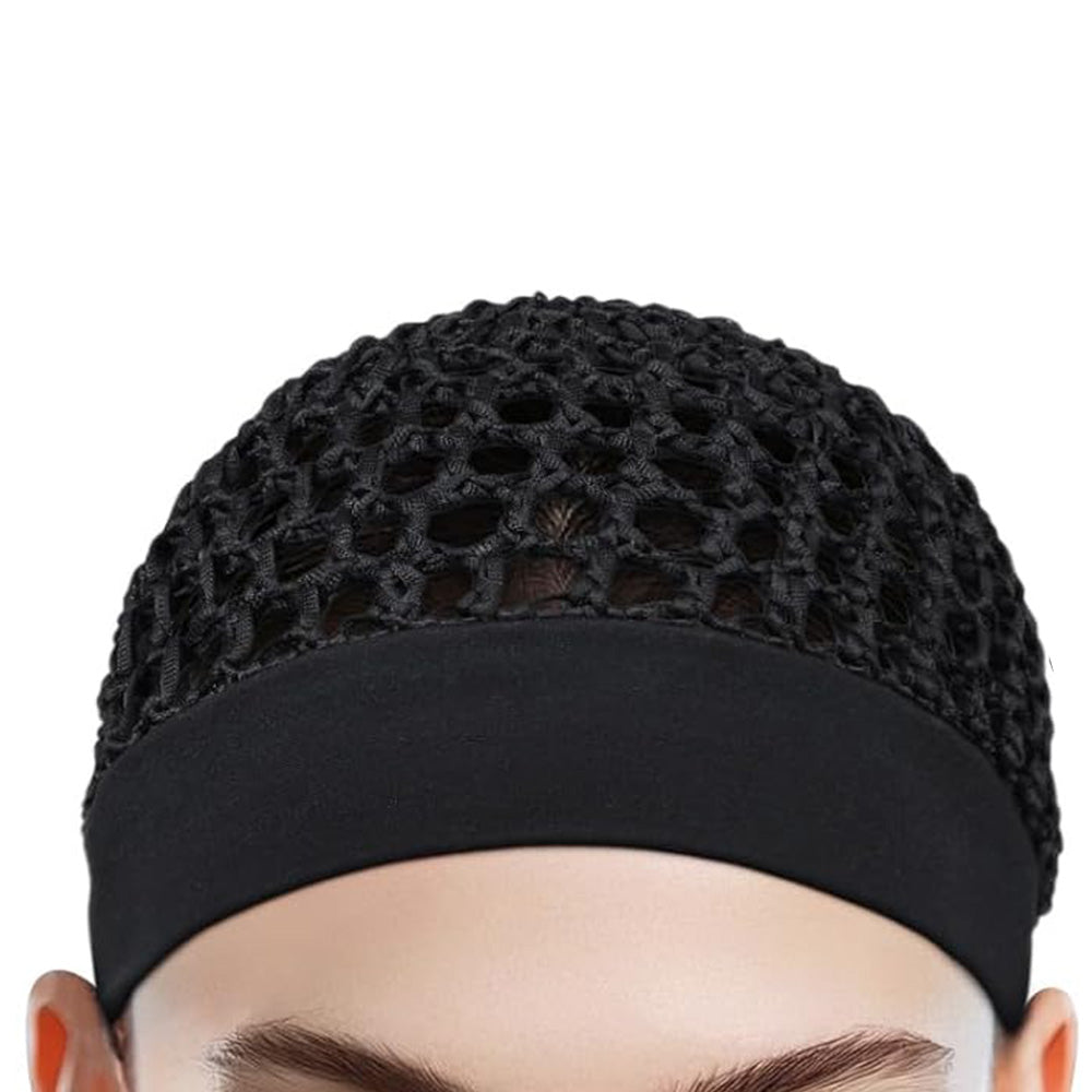 2 Pack Rolled Edge Crochet Mesh Sleep Hair Bonnet Caps