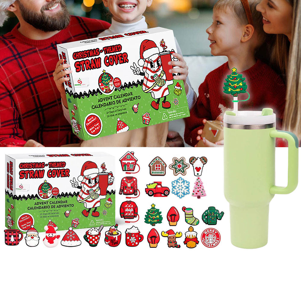 Advent Calendar 24 Days of Christmas Surprises with 10mm Straw Toppers