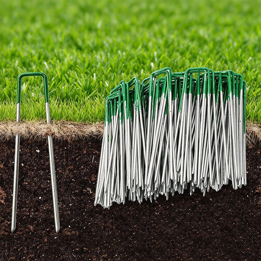 100 Pack 15cm Galvanized U Shaped Garden Landscape Staples