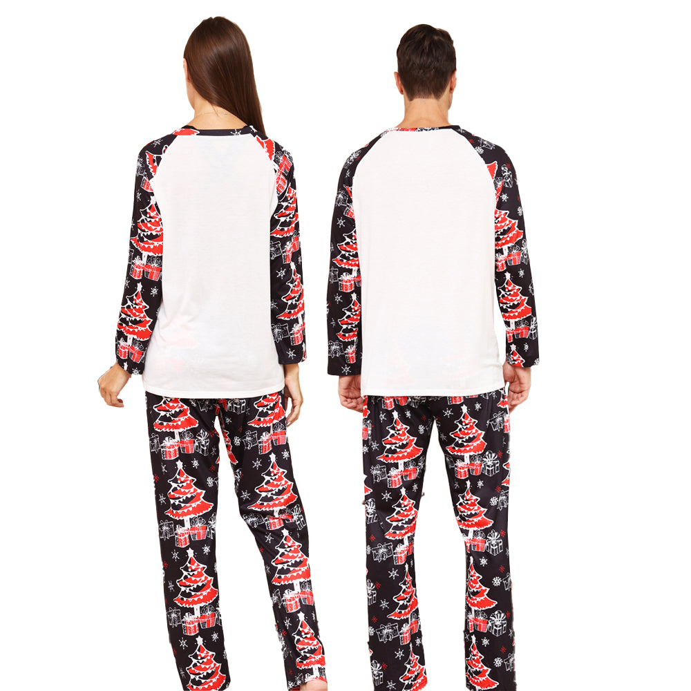 Family Matching Outfits Christmas Tree Snowflake Letter Printed Long Sleeve Pyjama Set