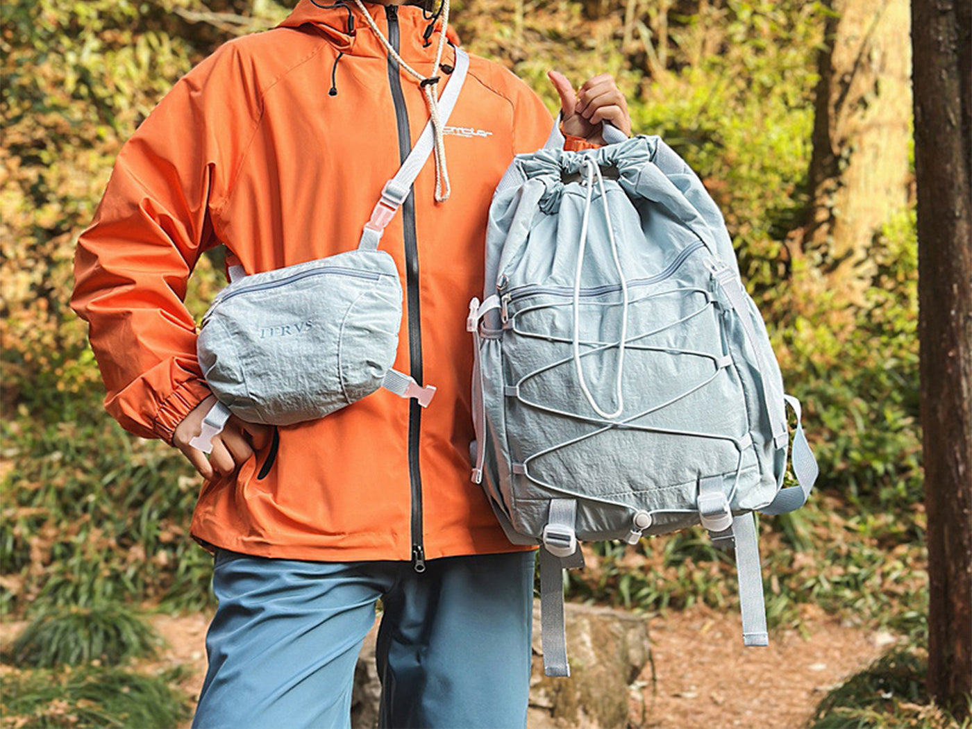 Hiking Backpack Packable Water Resistant Lightweight Daypack with Small Pouch