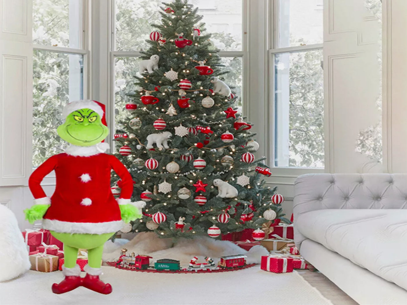 Grinch Inspired Christmas Ornament Home Decoration Plush Toy