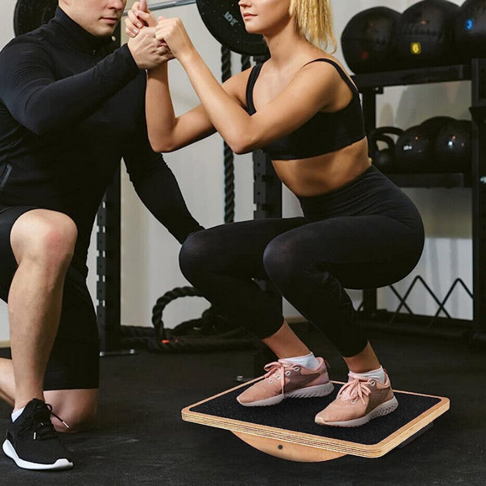 Wooden Professional Balance Board For Fitness Wobble Yoga Pilate Support Max 159KG