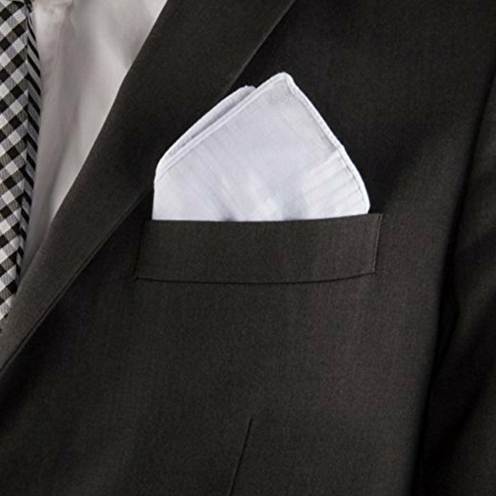 12 Piece Soft Cotton Handkerchiefs with Satin Border for Pocket and Travel
