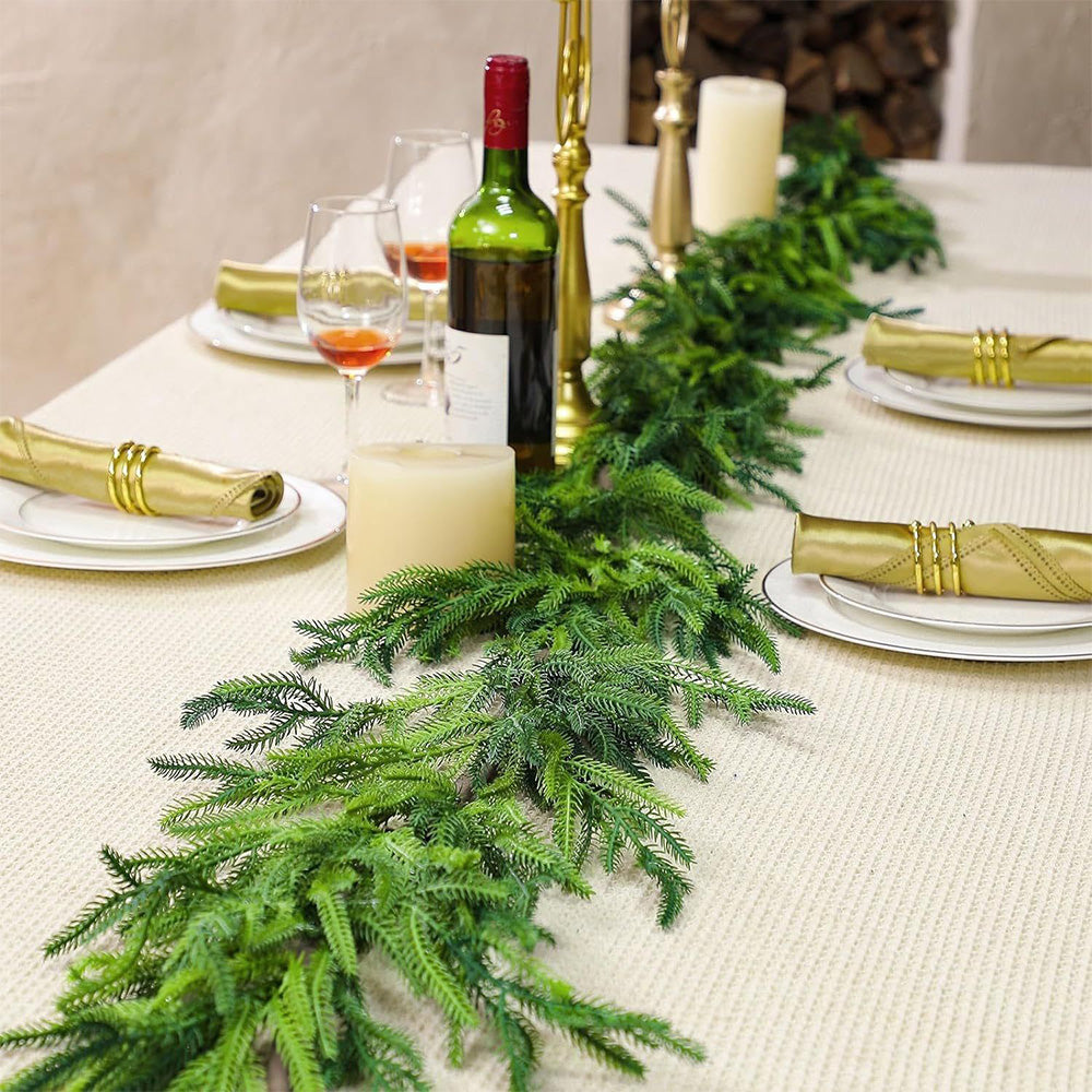 Christmas Faux Pine Garland Rattan Greenery Garland for Home Fireplace Decor