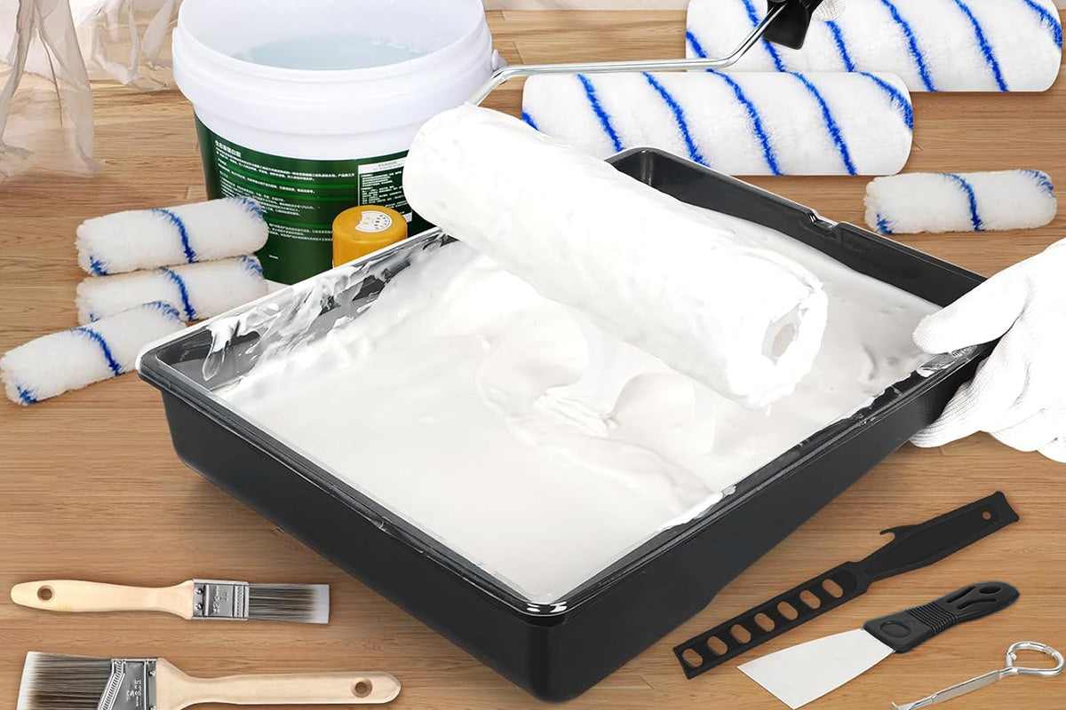 Paint Roller Kit Adjustable Extension Pole Painting Tools Set for Home Walls and Furniture