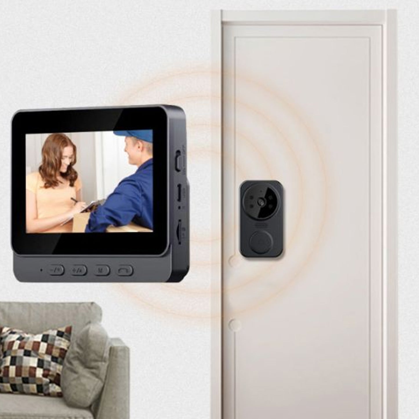 Wireless WiFi 1080P Video Doorbell Camera with Monitor 2 Way Audio Infrared Night Vision 2.4GHz 120 Degree Lens