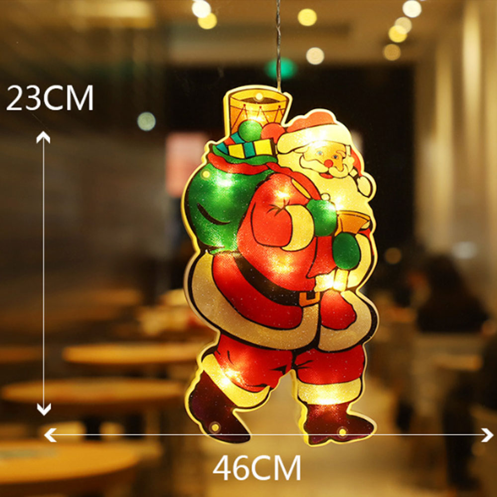 2Pcs Christmas Decor LED Curtain Light Xmas Window Silhouette Light Decoration